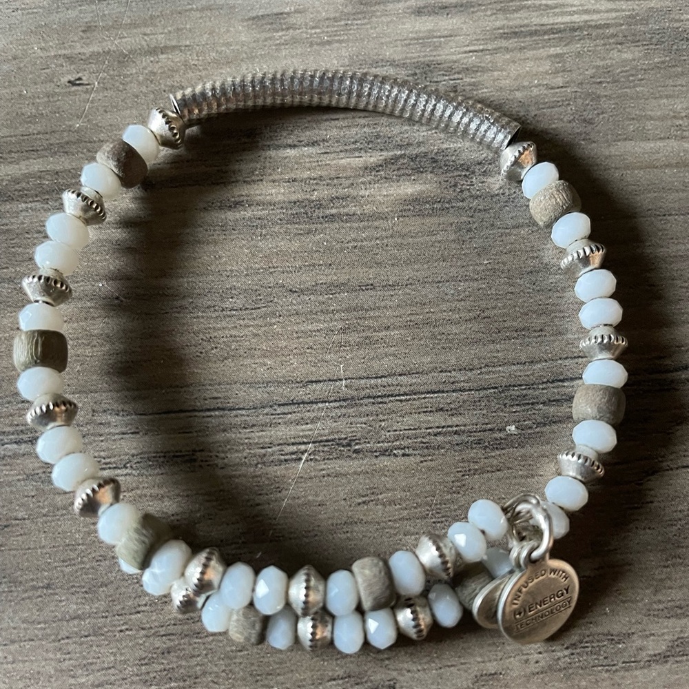 Alex and ani stainless steel bracelet with stones